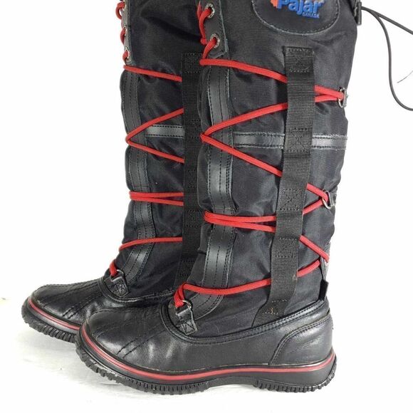 Pajar Women's US 6-6,5 Black Waterproof Lace Up Grip Insulated Tall Snow Boots - Picture 2 of 13
